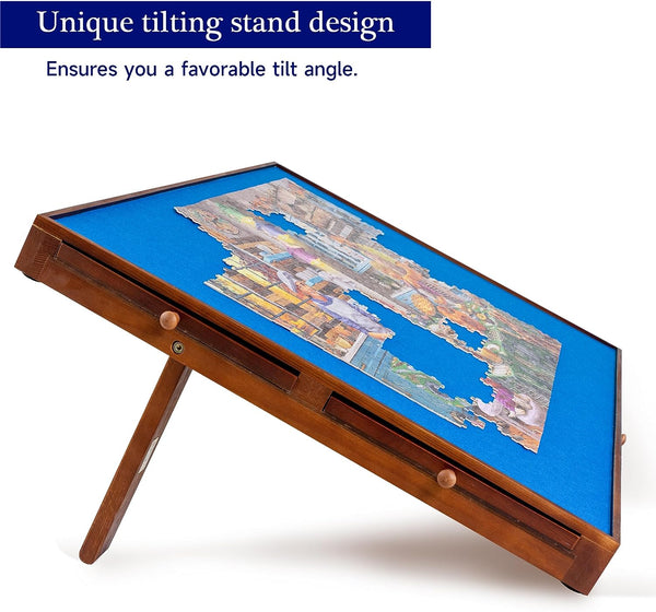 Jigsaw Puzzle Table with Foldaway Legs & Tilting Stand & Cover & 6 Colorful Drawers for 1500 Pieces