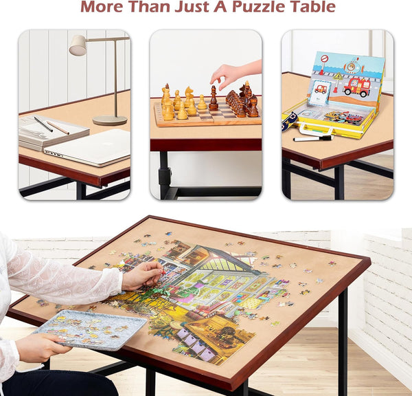 Puzzle Table with Legs Angle & Height Adjustable, Tilting Table with 4 Wheels for 1500 Piece