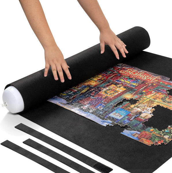 Jigsaw Puzzle Roll-up Mat with 6 Felt Sorting Trays for 2000 Pieces