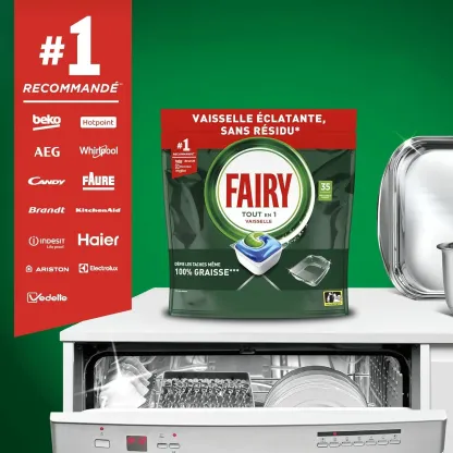 Fairy Original Tablettes Lave-Vaisselle Tout En 1,Citron, 132 Capsules, Efficaces Contre Graisse Incrustée, Dissolution Ultra-Rapide, Protection Verre et Argent, Sans Odeurs