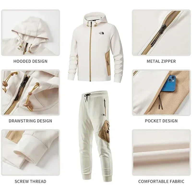 The Nothtrth Face Men's Long Sleeve Hoodie Tracksuits Set