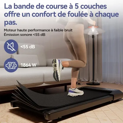 Copant Tapis de Marche, Tapis de Course avec LCD Écarn, 2.5 HP Walking Pad avec APP &Télécommande，Charge Max 113 kg, avec Parcours d'Entraînement et Courses, 1-4km/h pour Domicile ou Bureau