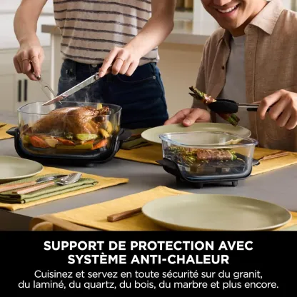 Ninja CRISPi Friteuse sans huile portable, 3,8L, 4-en-1 : Frire sans huile, Rôtir, Garder au chaud, Recroustiller, Design compact, 2 récipients avec couvercles, 1 700 W, Stone/or FN101EUSTGD