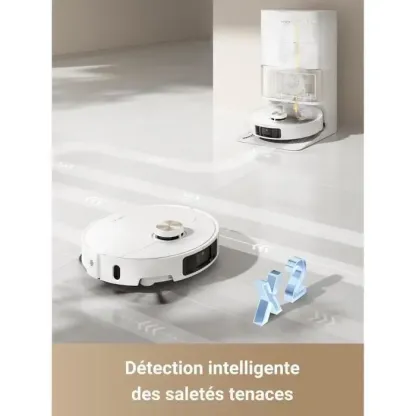 DREAME L40 Ultra Robot Aspirateur Laveur avec Serpillière Amovible et relevable - Brosse latérale Extensible et relevable -11 000 Pa
