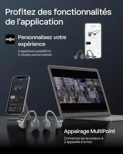 SHOKZ Casque à Conduction Osseuse OpenRun Pro 2, Écouteurs sans Fil Bluetooth 5.3, Microphones Réducteurs de Bruit, Étanchéité IP55, 12h d'Autonomie, Charge Rapide USB-C, Noir
