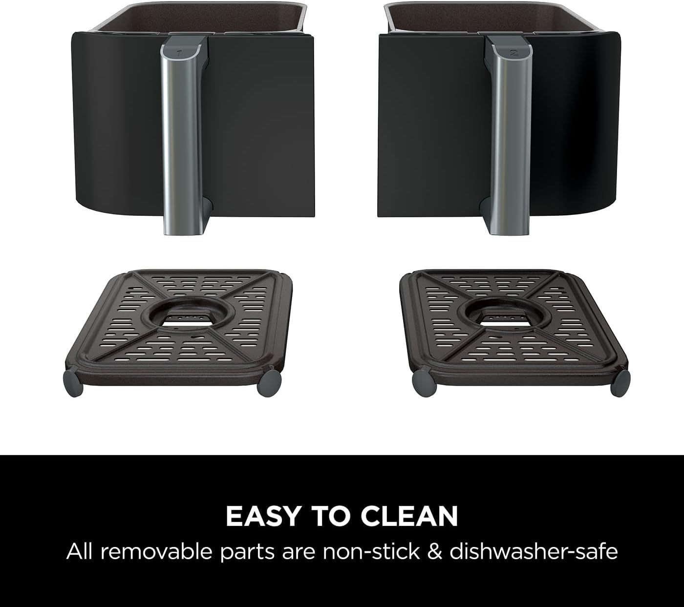 Ninja Foodi MAX Dual Zone Air Fryer, Amazon Exclusive, Tongs, 2 Drawers, 9.5L, 6-in-1, Use No Oil, Air Fry, Max Crisp, Roast, Bake, 8 Portions, Nonstick Dishwasher Safe Baskets, Copper/Black AF400UKCP