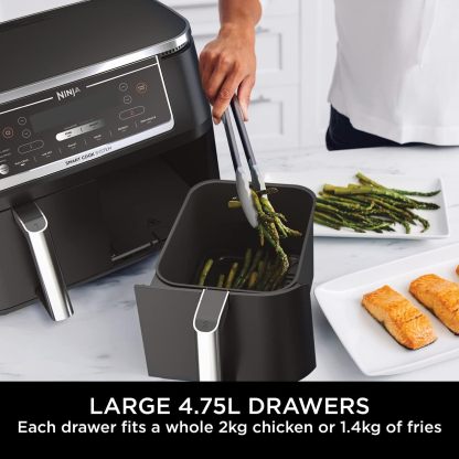 Ninja Foodi MAX Dual Zone Air Fryer, Amazon Exclusive, Tongs, 2 Drawers, 9.5L, 6-in-1, Use No Oil, Air Fry, Max Crisp, Roast, Bake, 8 Portions, Nonstick Dishwasher Safe Baskets, Copper/Black AF400UKCP
