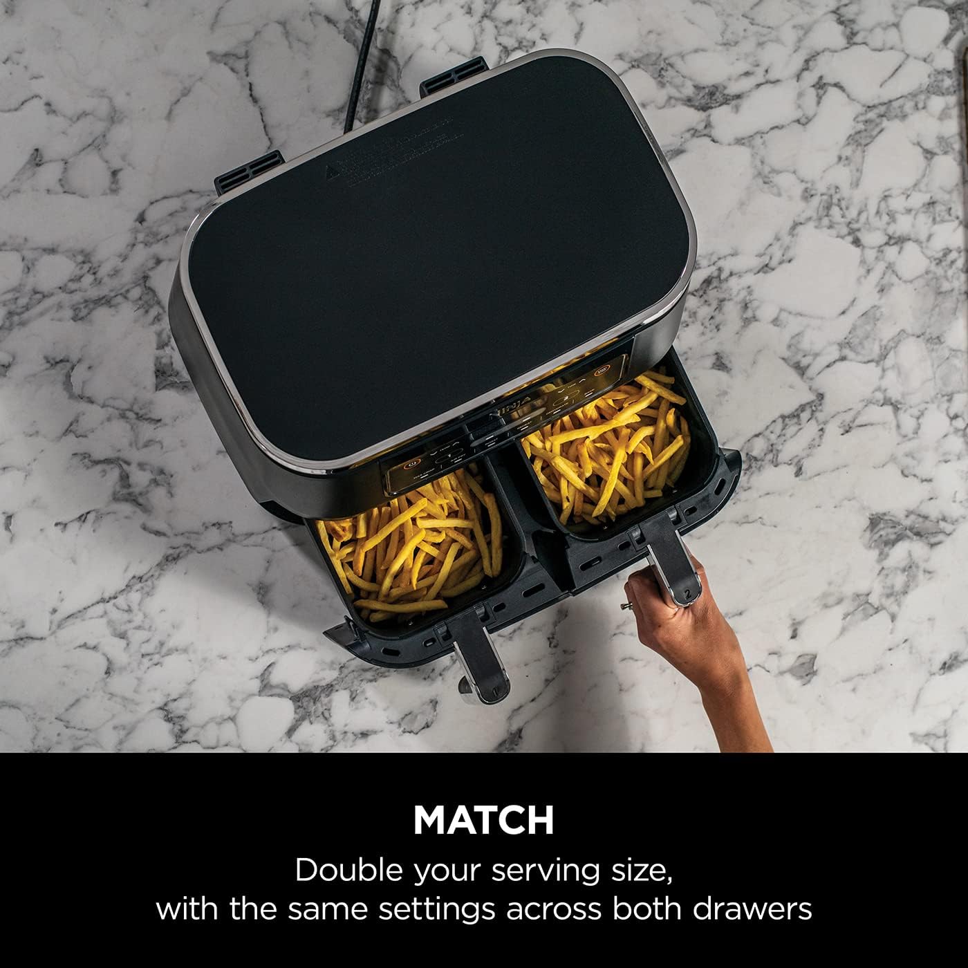 Ninja Foodi MAX Dual Zone Air Fryer, Amazon Exclusive, Tongs, 2 Drawers, 9.5L, 6-in-1, Use No Oil, Air Fry, Max Crisp, Roast, Bake, 8 Portions, Nonstick Dishwasher Safe Baskets, Copper/Black AF400UKCP
