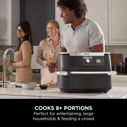Ninja Foodi MAX Dual Zone Air Fryer, Amazon Exclusive, Tongs, 2 Drawers, 9.5L, 6-in-1, Use No Oil, Air Fry, Max Crisp, Roast, Bake, 8 Portions, Nonstick Dishwasher Safe Baskets, Copper/Black AF400UKCP