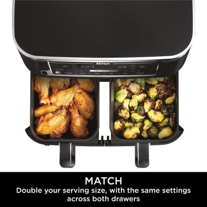 Ninja Foodi MAX Dual Zone Air Fryer, Amazon Exclusive, Tongs, 2 Drawers, 9.5L, 6-in-1, Use No Oil, Air Fry, Max Crisp, Roast, Bake, 8 Portions, Nonstick Dishwasher Safe Baskets, Copper/Black AF400UKCP