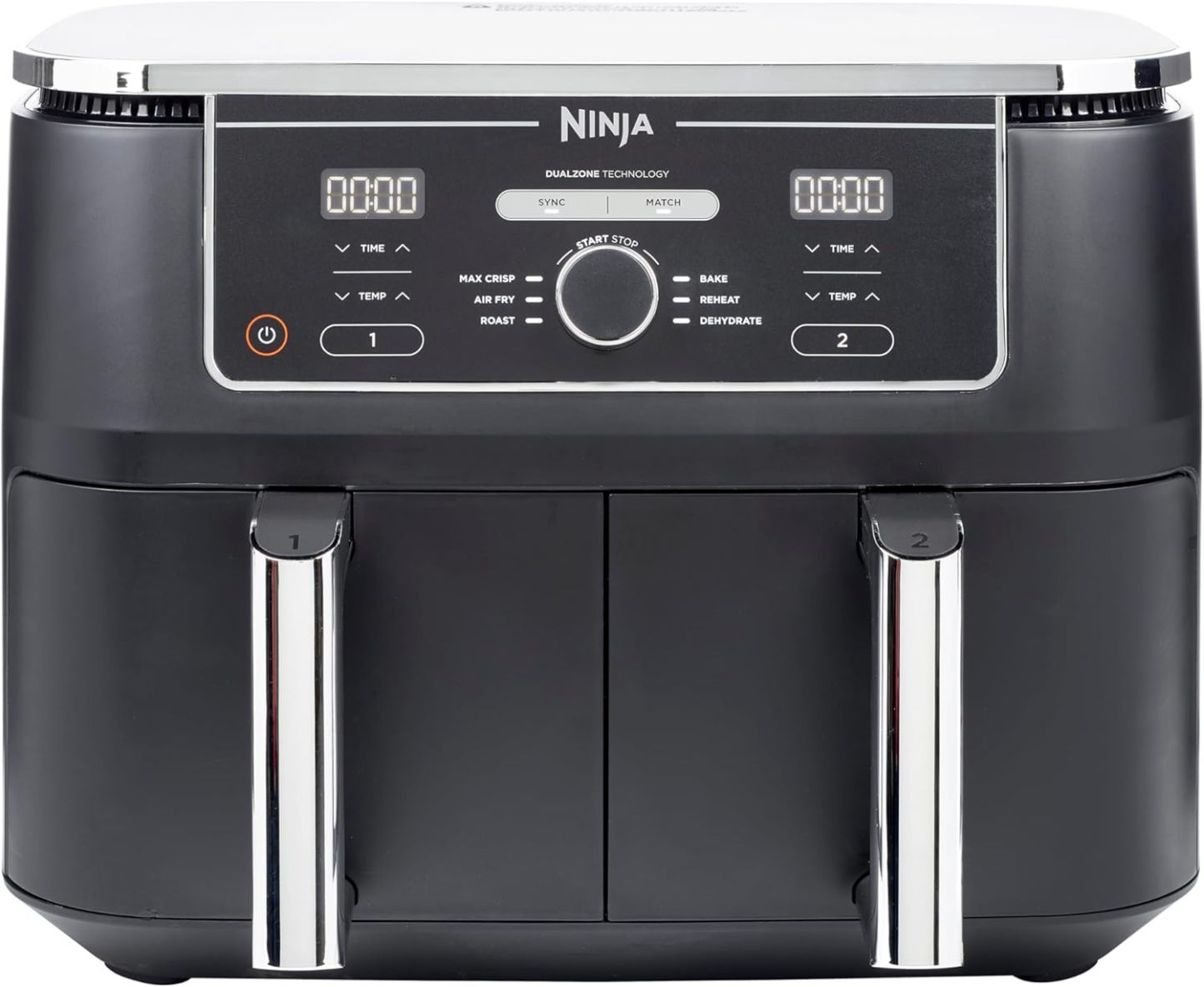 Ninja Foodi MAX Dual Zone Air Fryer, Amazon Exclusive, Tongs, 2 Drawers, 9.5L, 6-in-1, Use No Oil, Air Fry, Max Crisp, Roast, Bake, 8 Portions, Nonstick Dishwasher Safe Baskets, Copper/Black AF400UKCP