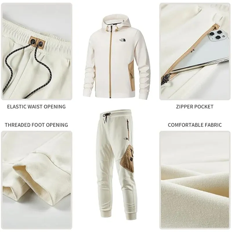 The Nothtrth Face Men's Long Sleeve Hoodie Tracksuits Set