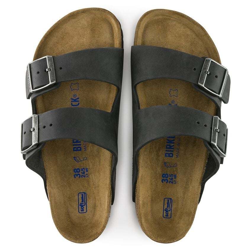 Women's  Birkethtnstock - Arizona blød fodseng - Black Oiled Leather