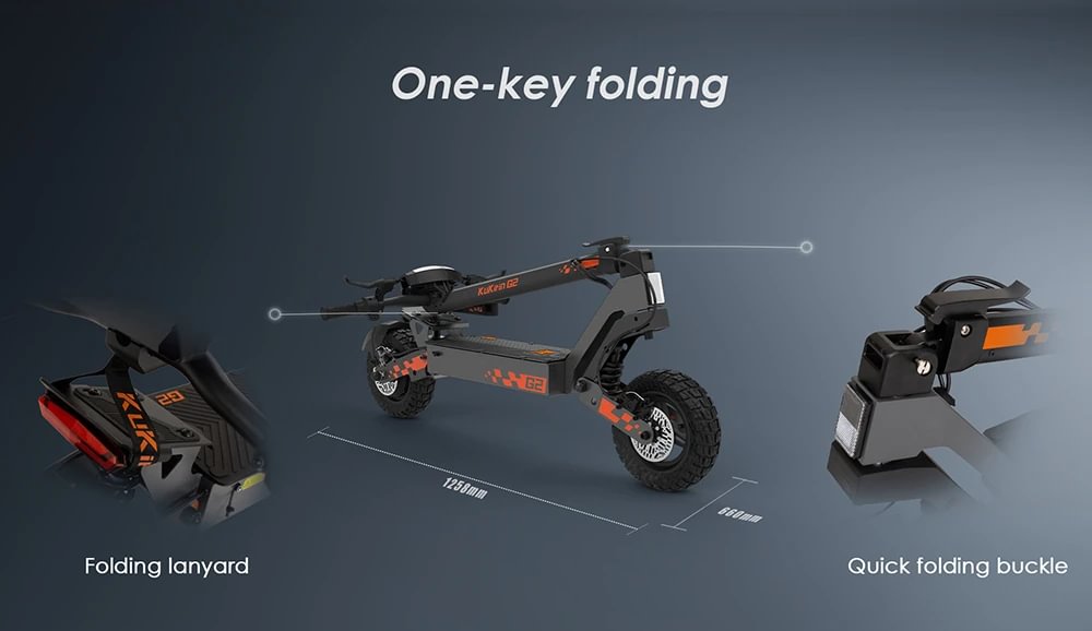 Kukirin G2 Foldable Electric Scooter, 800W Motor, 48V 15Ah Battery, 10-inch Tires, 45km/h Max Speed, 55km Range, Touchscreen Display, Front & Rear Disc Brakes
