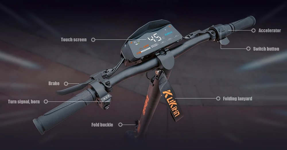 Kukirin G2 Foldable Electric Scooter, 800W Motor, 48V 15Ah Battery, 10-inch Tires, 45km/h Max Speed, 55km Range, Touchscreen Display, Front & Rear Disc Brakes