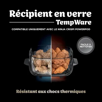Ninja CRISPi Friteuse sans huile portable, 3,8L, 4-en-1 : Frire sans huile, Rôtir, Garder au chaud, Recroustiller, Design compact, 2 récipients avec couvercles, 1 700 W, Stone/or FN101EUSTGD