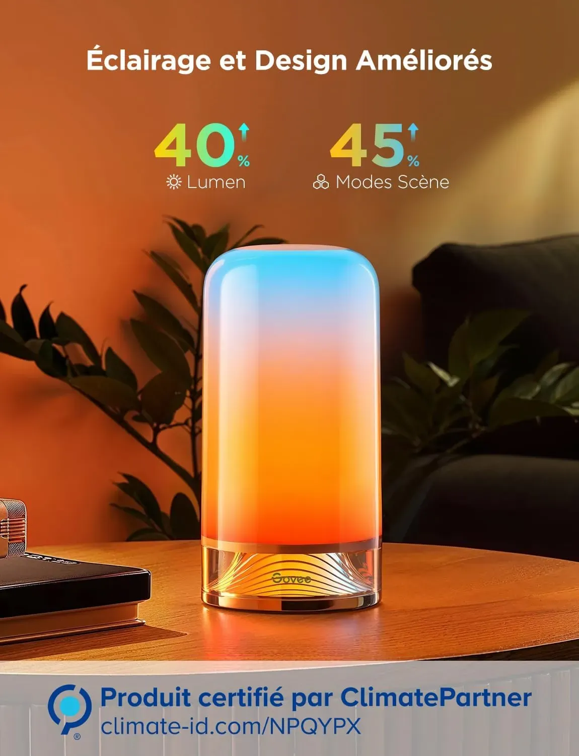 Govee Lampe de Chevet LED, Lampe de Table Tactile Dimmable RGBICWW avec 64 Modes Scène, Compatible avec Alexa,Fonctionne avec Matter, 2700-6500k, 500 Lumens, pour Salon et Chambre (Filaire) [Classe énergétique G]