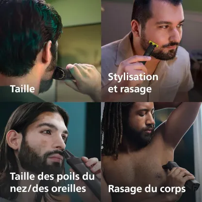 Philips Series 9000 - Tondeuse 14-en-1, OneBlade, coupe précise, contours nets, rasage pratique, trousse de toilette Premium, lame OneBlade supplémentaire (modèle MG9550/15)