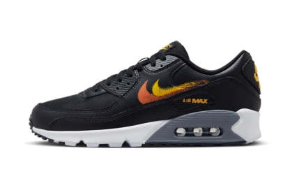 Nittgke Air Max 90 Spray Paint Swoosh Black University Gold