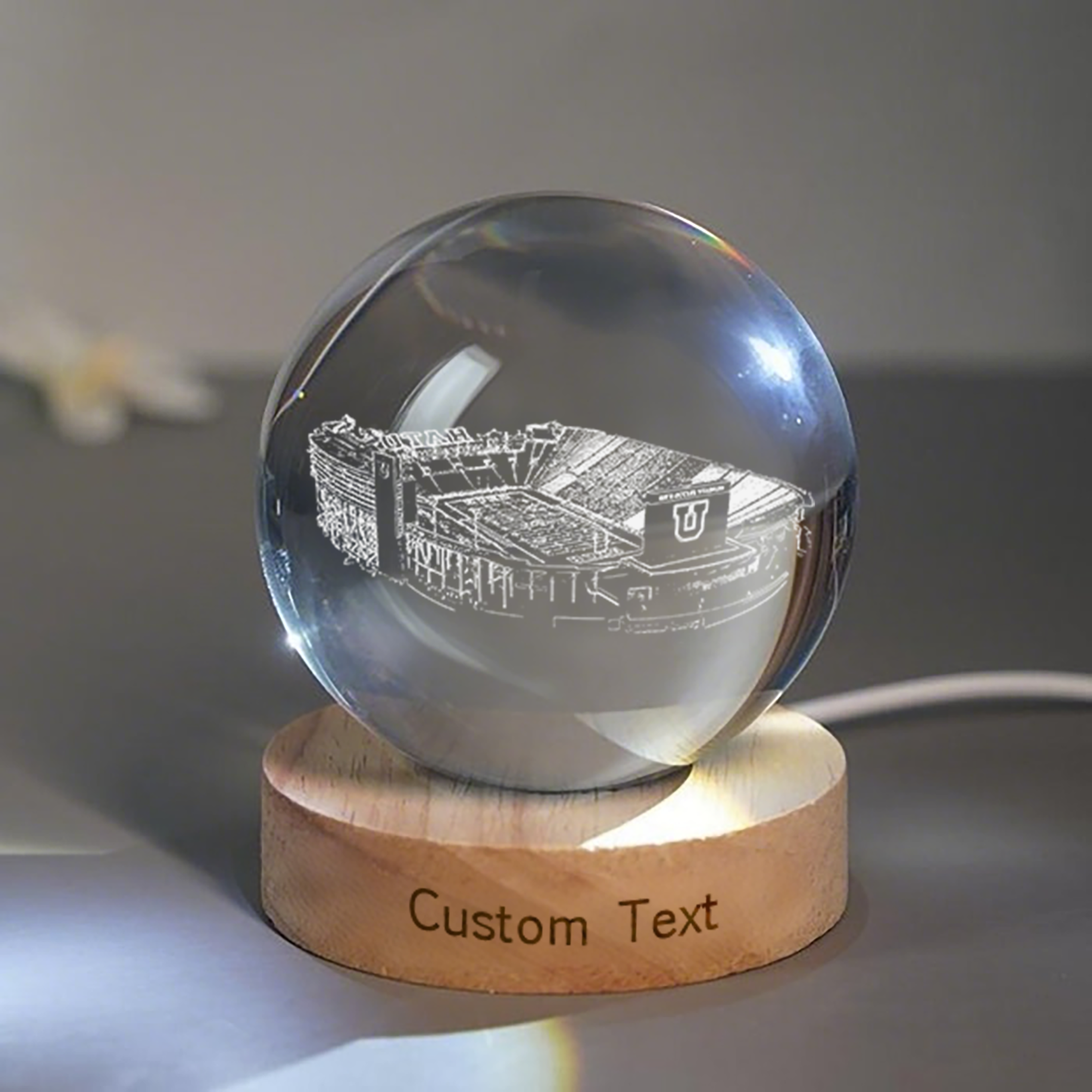 Rice–Eccles Stadium 3D Spherical Crystal Lamp