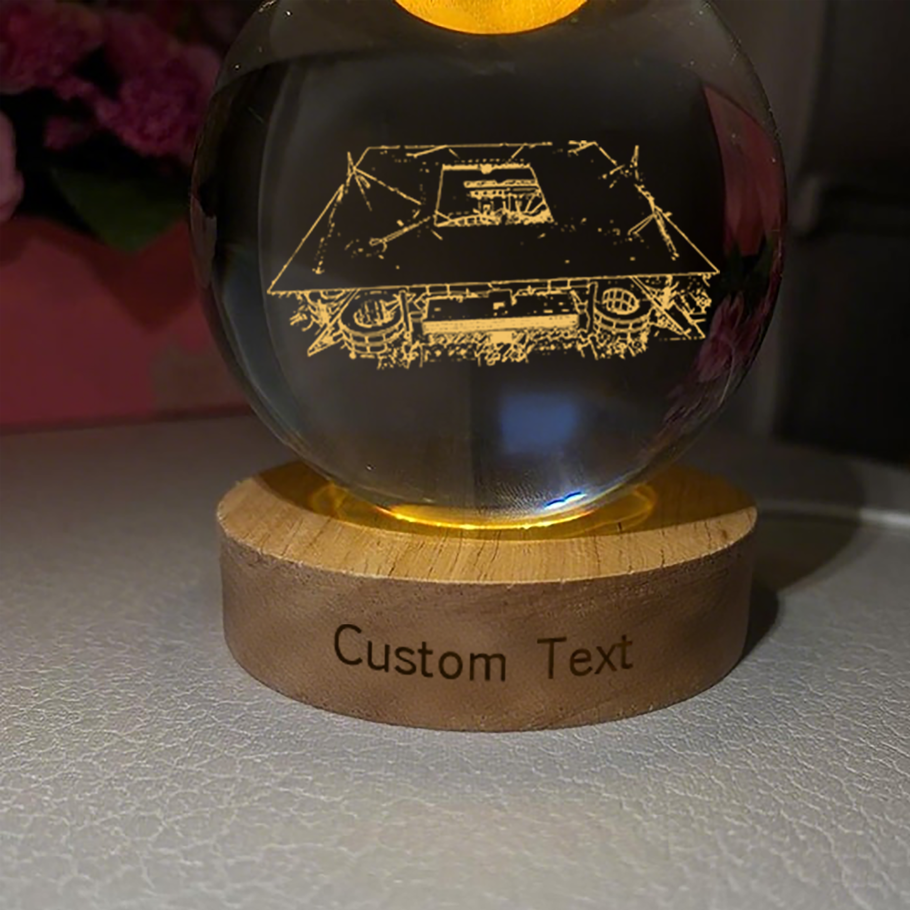 Hard Rock Stadium 3D Spherical Crystal Lamp