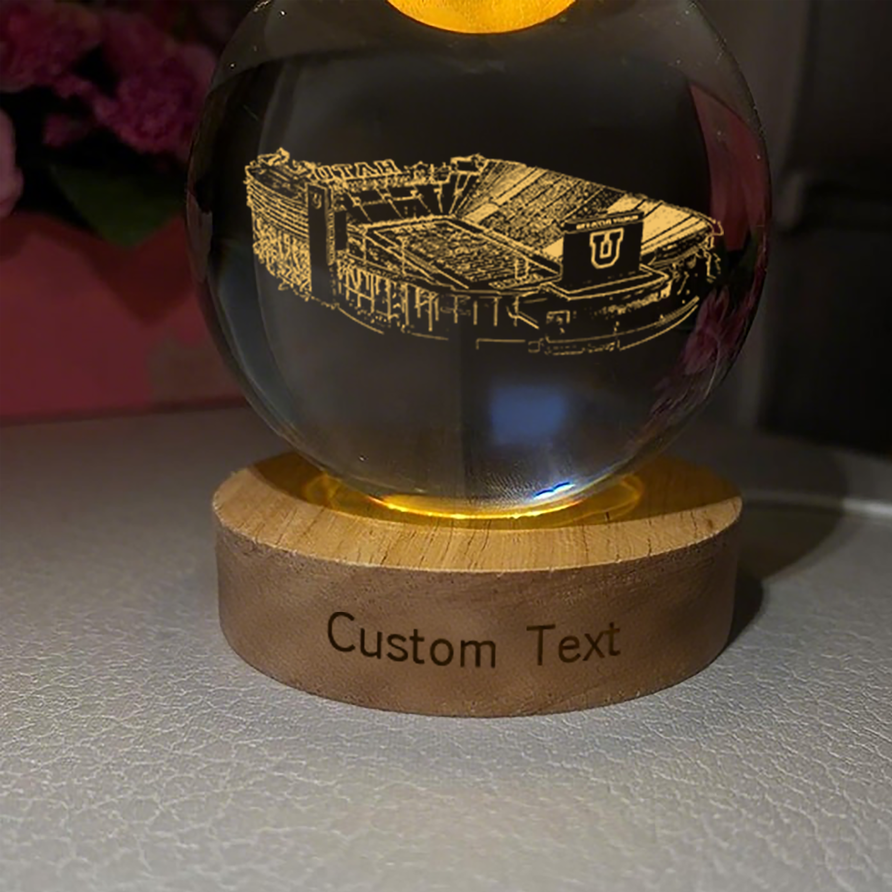 Rice–Eccles Stadium 3D Spherical Crystal Lamp