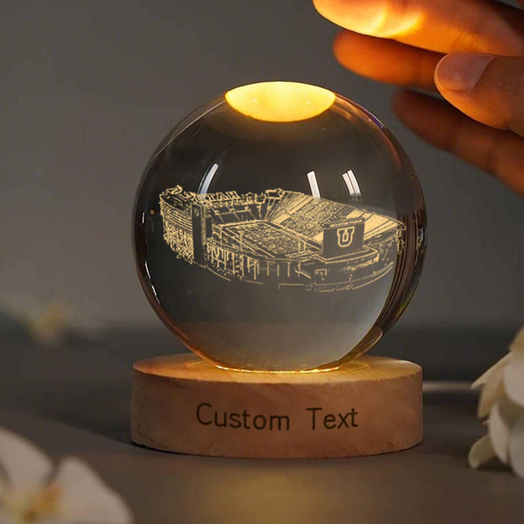 Rice–Eccles Stadium 3D Spherical Crystal Lamp