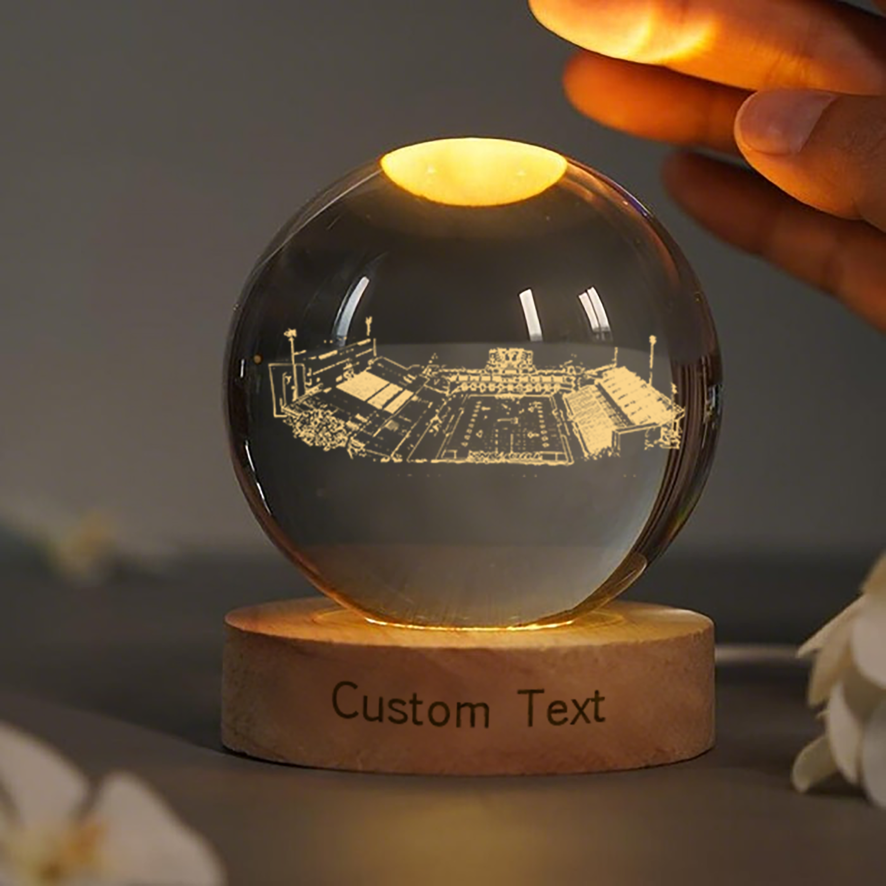 Veterans Memorial Stadium 3D Spherical Crystal Lamp