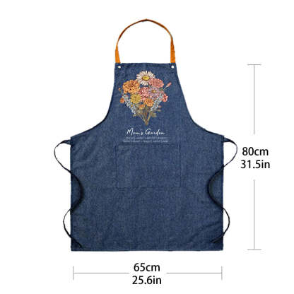 Personalized Birth flower Bouquet Names Apron Waterproof