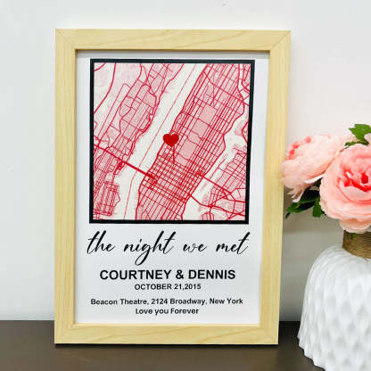 Personalized First Date Map Framed Gift For Couples