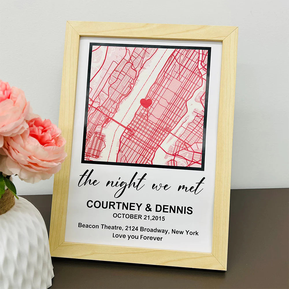 Personalized First Date Map Framed Gift For Couples