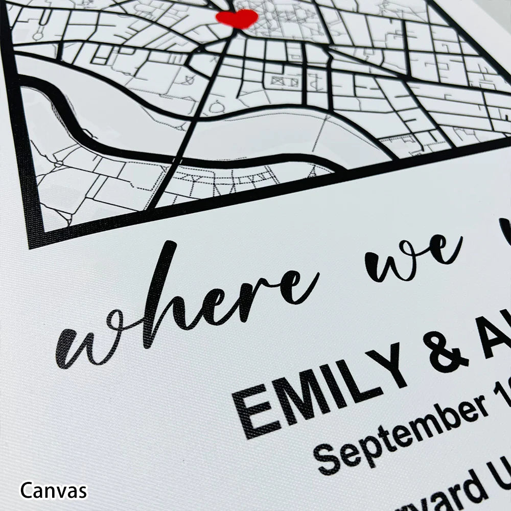 Personalized First Date Map Framed Gift For Couples