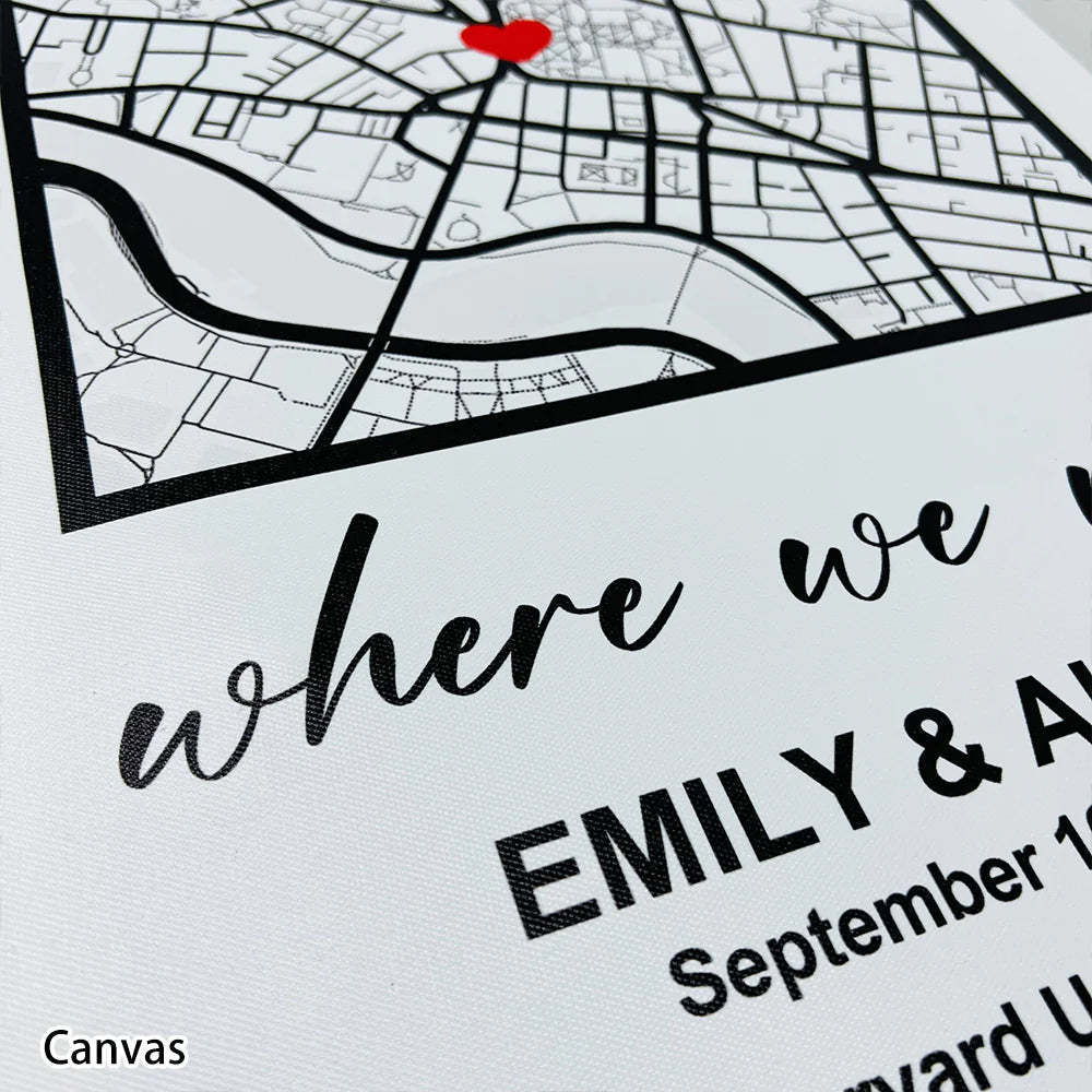 Personalized First Date Map Framed Gift For Couples
