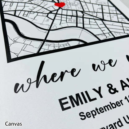 Personalized First Date Map Framed Gift For Couples