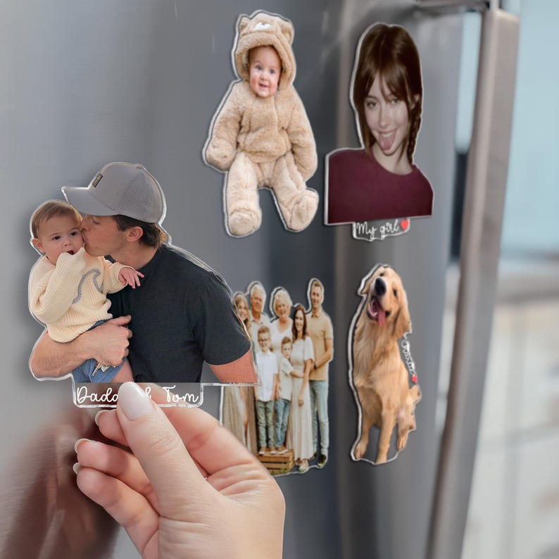 Custom Acrylic Family Photo Magnet, Personalized Family Picture Fridge Magnets