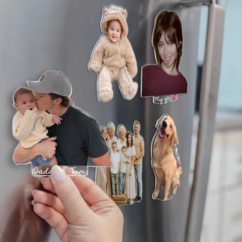 Custom Acrylic Family Photo Magnet, Personalized Family Picture Fridge Magnets
