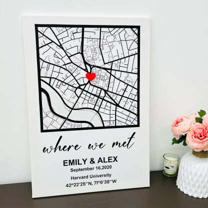 Personalized First Date Map Framed Gift For Couples
