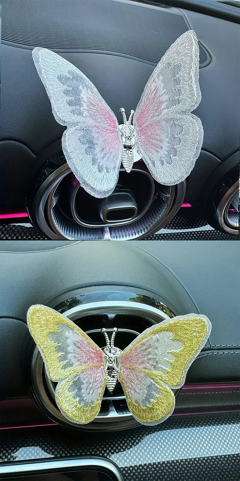 embroidered butterfly car decoration 3d butterfly ornaments moving butterfly car decoration details 3