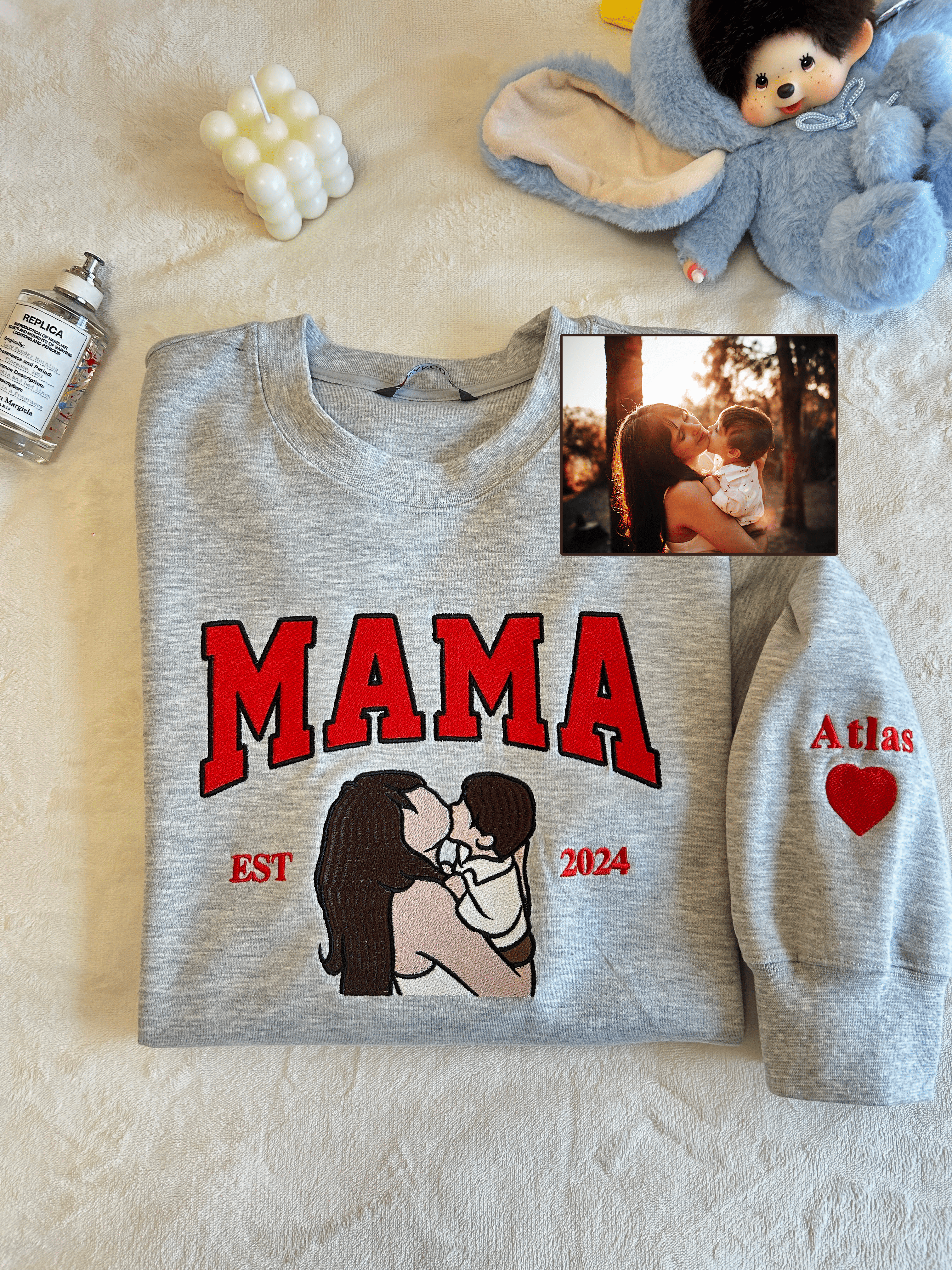 Custom Dad Photo Embroidery with nickname T-shirt/ Sweatshirt /Hoodie
