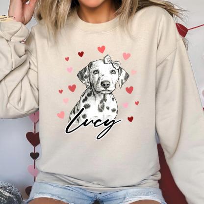 Custom Dog Heart Printed Shirt with Photo, Valentine Dog Sweatshirt Dog Mom Tee