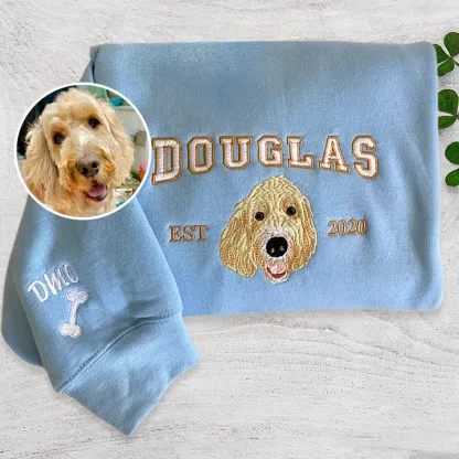 Custom Embroidered Sweatshirt With Pet Portrait and Name