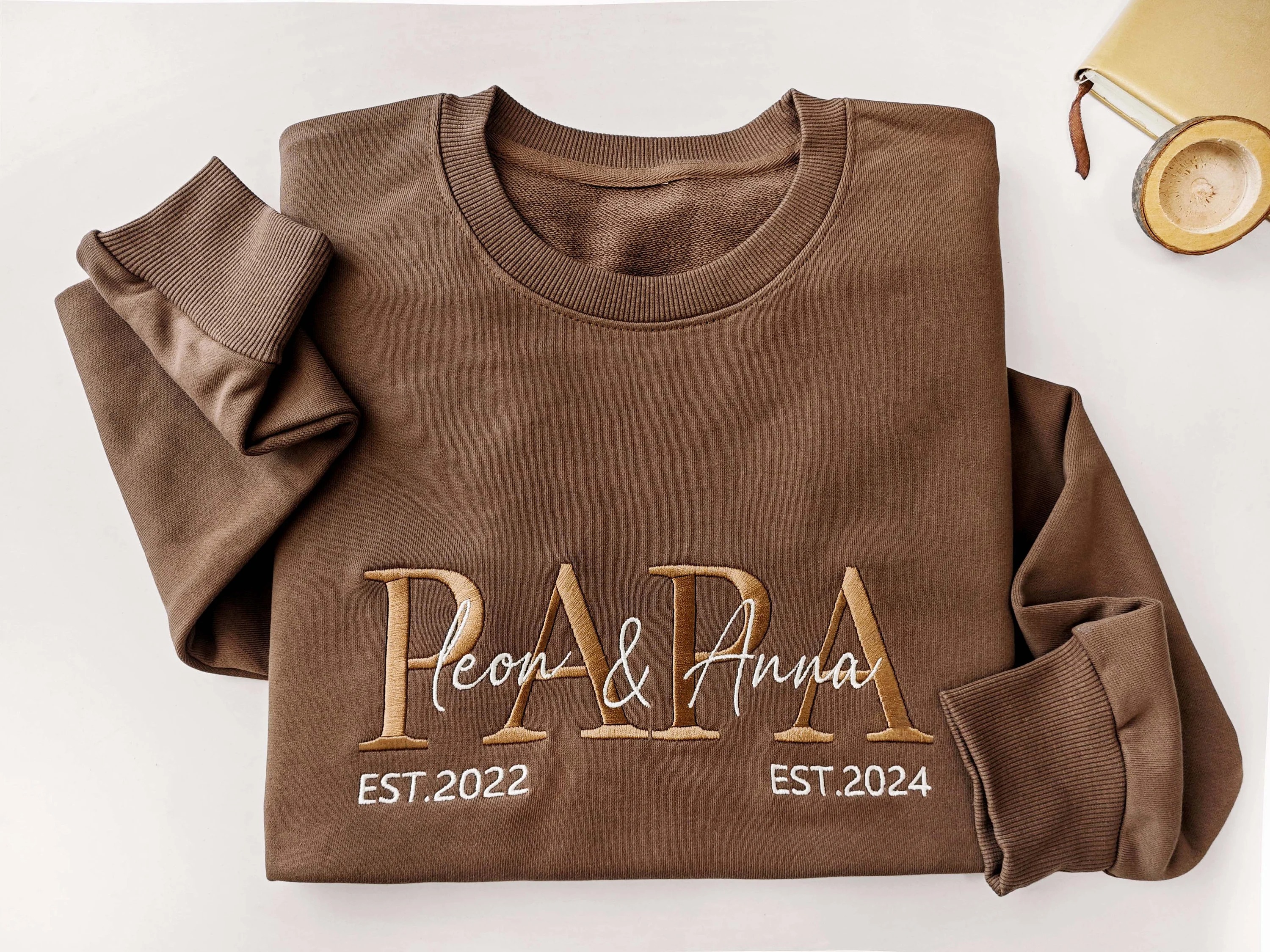 Pamaviva Custom Embroidered PAPA Sweatshirt ,Custom Dad Est Hoodie ,Gift For New Dad ,Father's Day Gift
