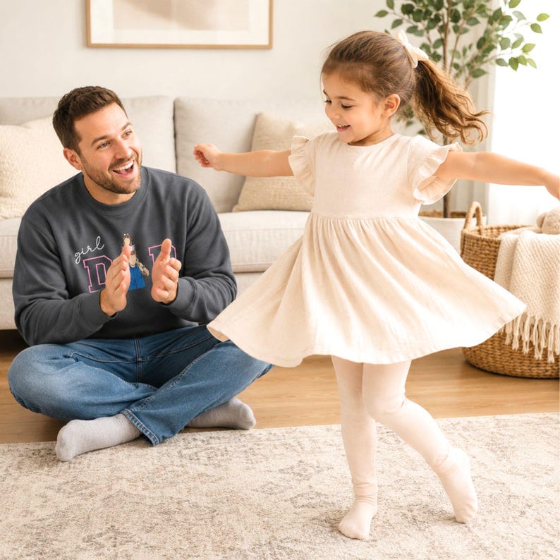 Custom Father Daughter Portrait Embroidered "Girl Dad" Sweatshirt with Photo & Name | Father's Day Gift