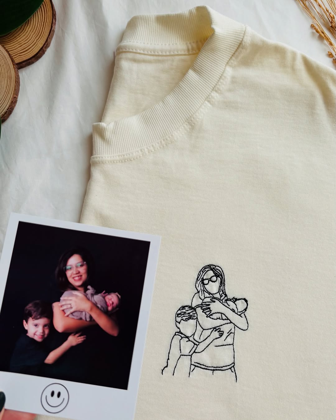 Pamaviva Custom Full Color Portrait Embroidery Hoodie Personalized Family Photo Sweatshirt Gift For Parents Fathers Day Mothers Day