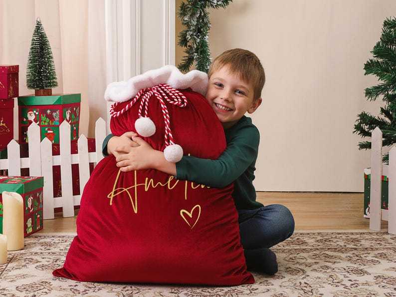 Personalized Large Santa Sack – Custom Christmas Family Bag with Name for Kids