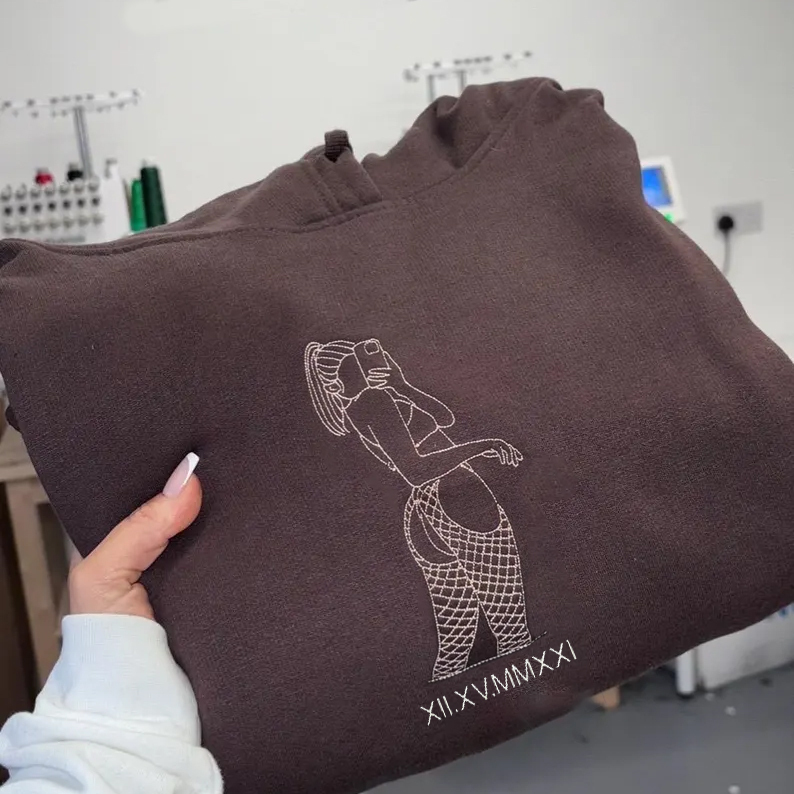 Custom Embroidered Sweatshirt – Personalized Sexy Portrait & Roman Numerals for Him