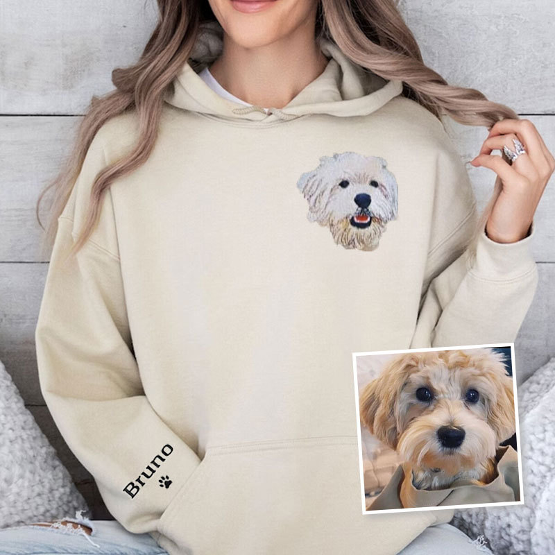 Personalized Pet Portrait Embroidered Sweatshirt T-shirt Hoodie