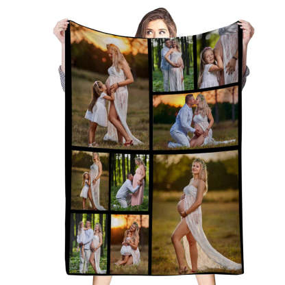 Personalized 9 Photos Blankets Fleece Throw Blanket Gift for Family-ilovevango