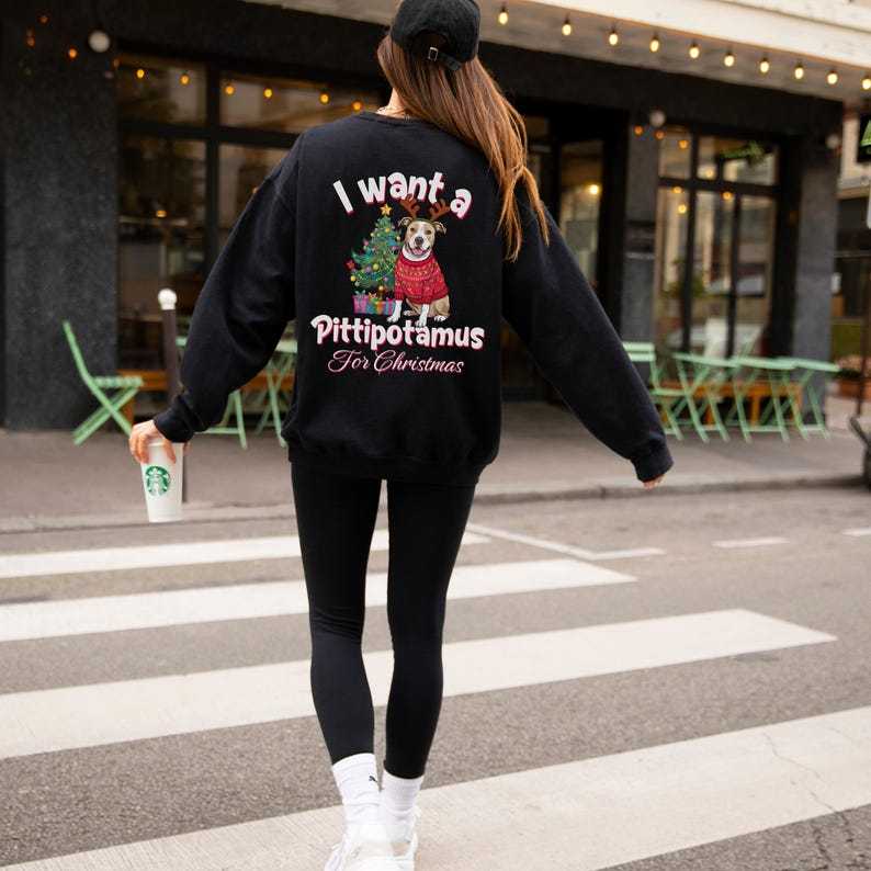 I Want a Woofmas for Christmas Custom Dog Photo Christmas Sweatshirt-Front & Back Design