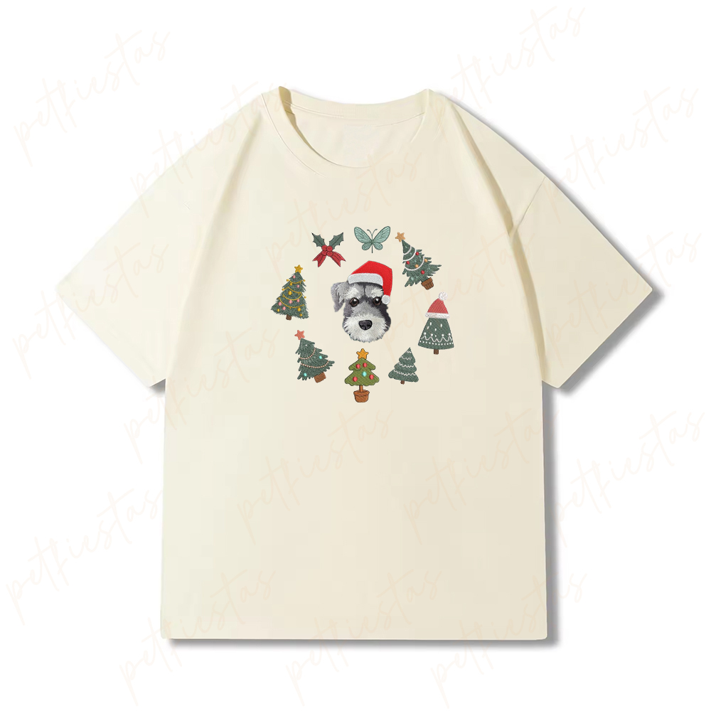 Custom Pet Portrait Christmas Sweatshirt with Festive Embroidered Elements